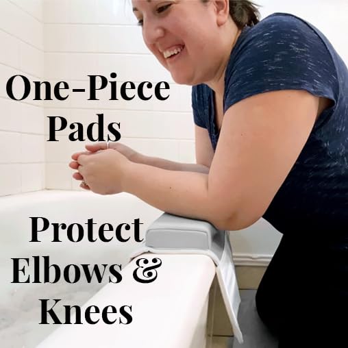 Image of Bath Kneeler & Elbow Rest-Thick, Non-Slip 1-Piece Pads Protect Elbows and Knees, Mesh Pockets. Quick-Dry, Easy to Clean. Perfect for Bathing Babies and Pets (Gray)