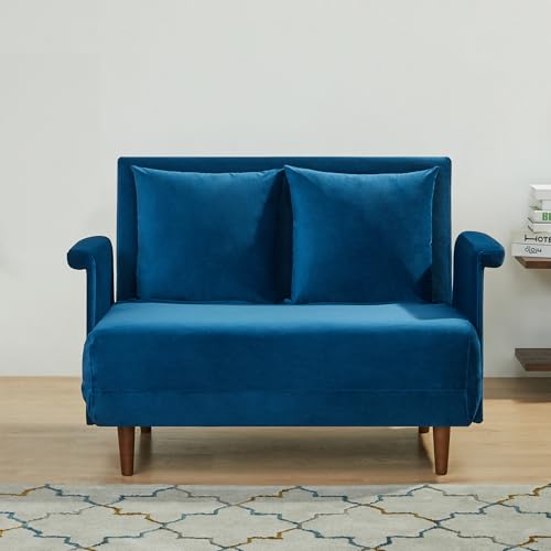 Sillón convertible peluche azul velvet miniatura 2