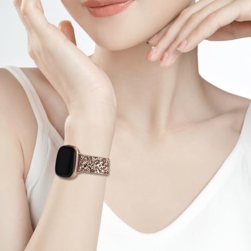Correa de cuero brillante para Fitbit Versa y Sense miniatura 4