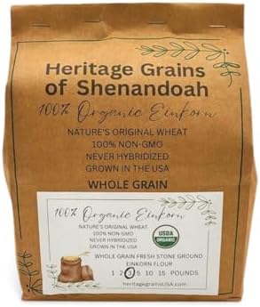 Organic Whole Grain Einkorn, Fresh Stone-Ground & USA Grown, Heritage Grains of Shenandoah- great for gluten issues (Fresh Ground Flour, 3 lb.)