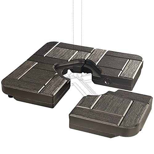 FRUITEAM 4-Pcs Patio Umbrella Base, Heavy Cantilever Umbrellas Weight Stand, Water Sand Filling Spouts, 190lbs Weights Base for 8-10ft Outdoor Hanging Umbrellas Use