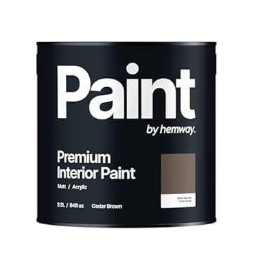 Hemway - Premium Interior Paint - Cedar Brown 2.5 L | Indoor Matt Finish, Acrylic & Water-Based Emulsion | Quick Dry & High Coverage for the Kitchen, Bathroom & Bedroom