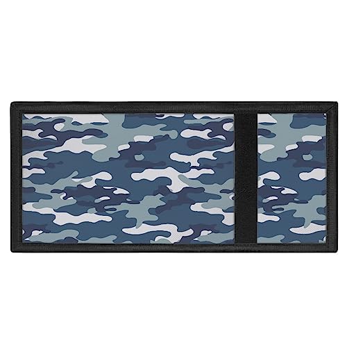 Coldinair Blue Camo Print Kids Wallet for Boys Girls Teens Trifold Canvas Wallet for Men Women Army Camouflage Wallets Credit Card Holder4