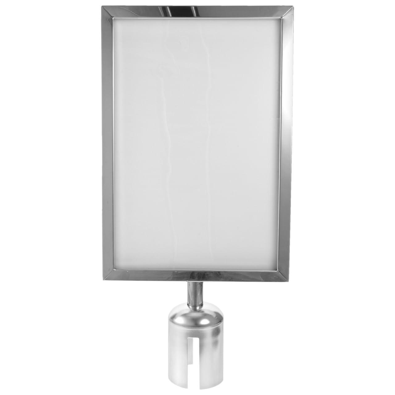 Stainless Steel Sign Holder for Barrier Post Vertical a4 Retractable Barrier Signage Holder with Belt Cutouts for Crowd Control in Airports Events and Restaurants