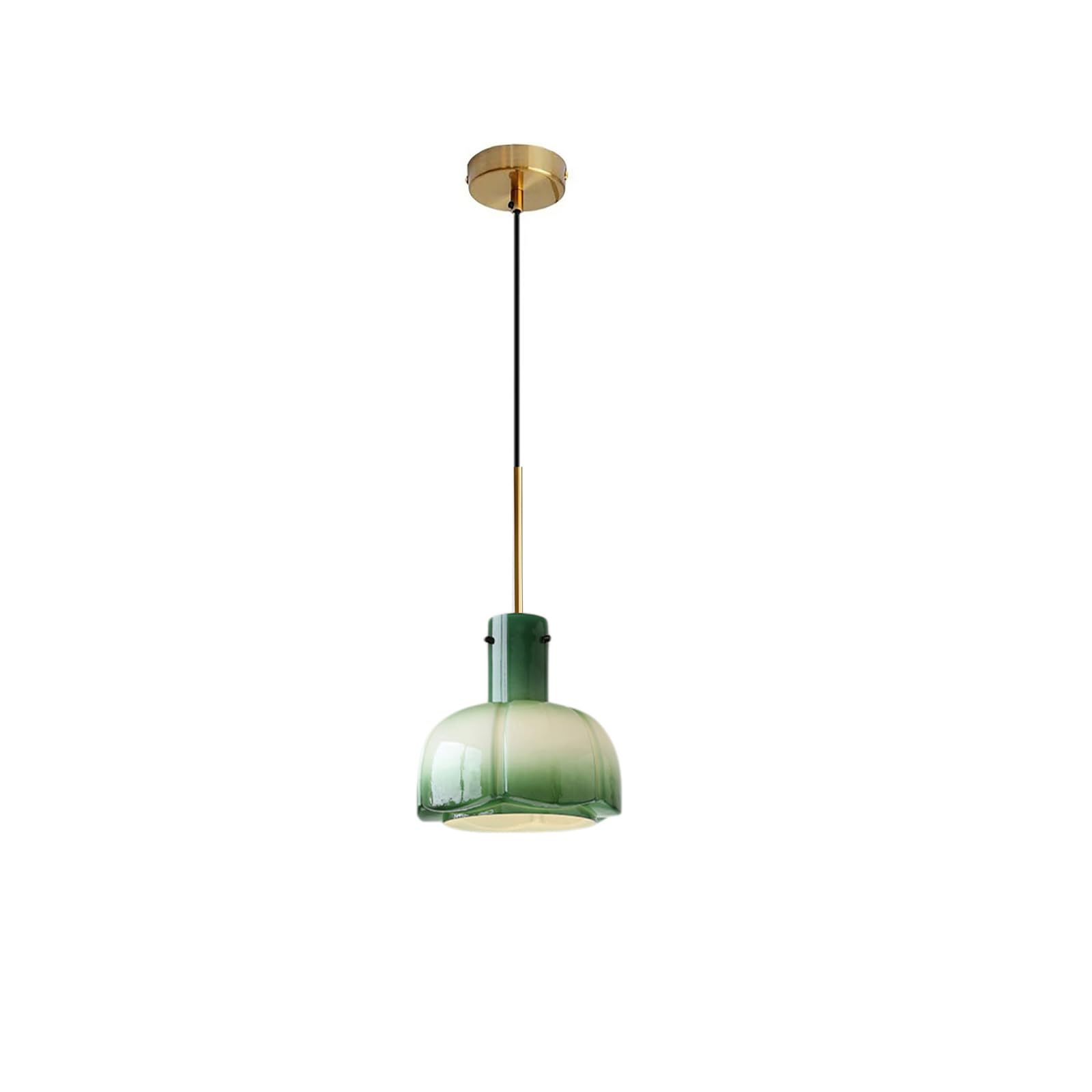 S-Cevada Modern Glass Pendant Light with Petal-Shaped Shade, E27 Socket Hanging Ceiling Lamp for Kitchen Island, Dining Room, Bedroom, Living Room, Café (Green)