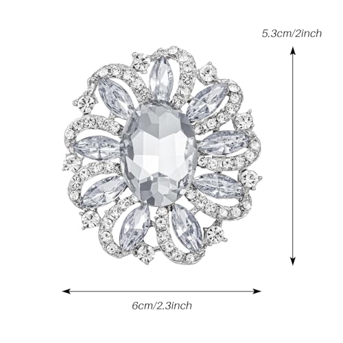 Image of SELOVO Flower Rhinestone Statement Brooch Pin Accessory Antique Gold Tone