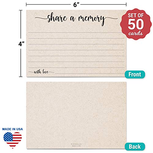 321Done Share A Memory Card (50 Cards) 4" X 6" - For Celebration Of Life Birthday Anniversary Memorial Funeral Graduation Bridal Shower Game - Made In Usa - Kraft Tan #TOP1
