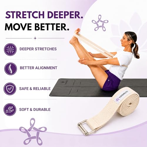 Yogikuti Premium Cotton Yoga Strap | Adjustable Yoga Belt for Stretching, Flexibility, Balance & Alignment | Yoga Accessories for Beginners, Pilates, Meditation, Exercise, Fitness & Physical Therapy - Image 6