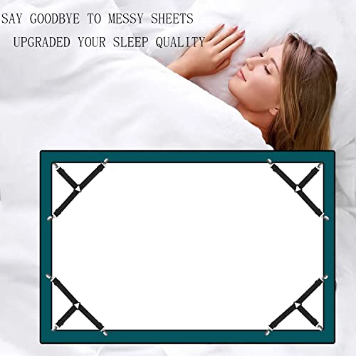 Resdenio Bed Sheet Straps, 4 Pcs Adjustable Elastic Sheet Fasteners Fitted Sheet Straps Triangle Suspenders Gripper Bed Sheet Holders Sheet Clips For Bed Sheets, Sofa Cushion, Mattress Covers #TOP1