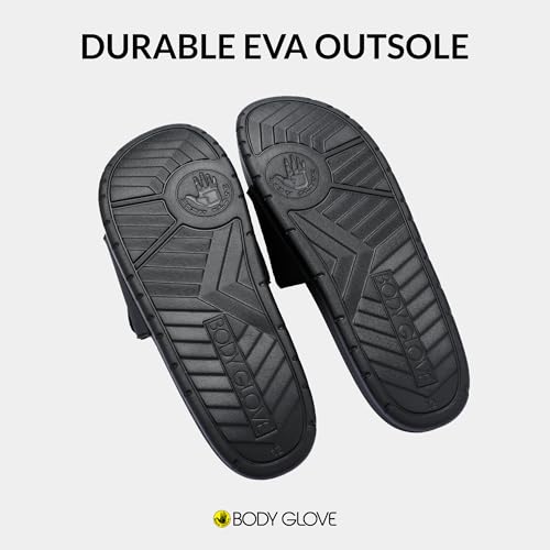 Body Glove Men’s Slides, Cushioned Slide-on Sandal Slippers with Padded Adjustable Strap3
