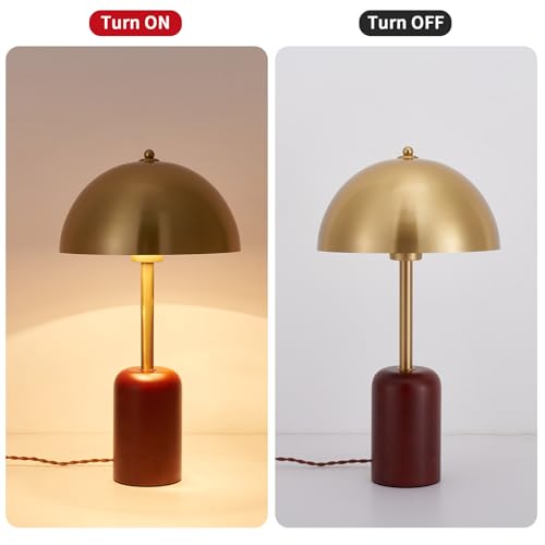 Lámpara de Mesa NUSRAN con Base de Madera y Pantalla Dorada miniatura 2