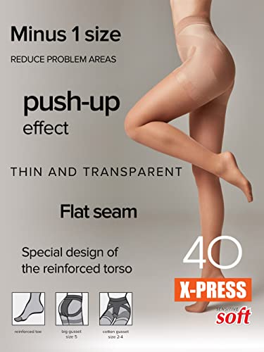 High Waist Control Top Shaping Tights - Conte X-Press 40 Den Semi Opaque