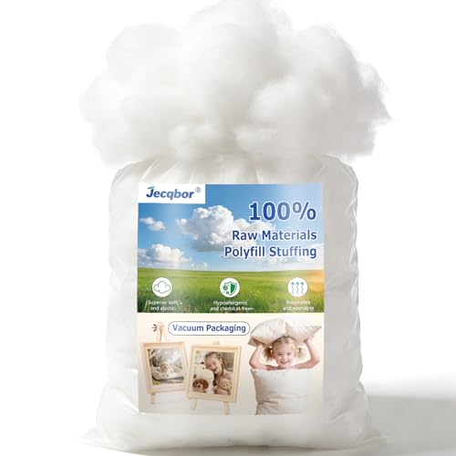 Jecqbor 80oz Soft Polyfill Stuffing, Fluffy Pillow Stuffing Filling for Pillow, Couch Cushion, Cloud...