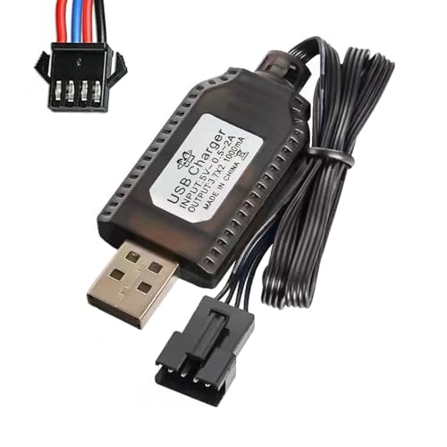 ENJOY-UNIQUE 7,4V Cavo di Ricarica USB con Spina SM-4P, Cavo Caricatore per Batterie Ricaricabili LiPo 7,4V per Auto RC, Treni, Camion, Drone, Veicoli, Barca e Altri Giocattoli RC
