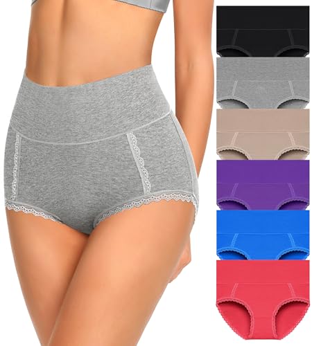 Image of MISSWHO Cotton High Waisted Soft Womens Underwear Breathable Panties, Multipack