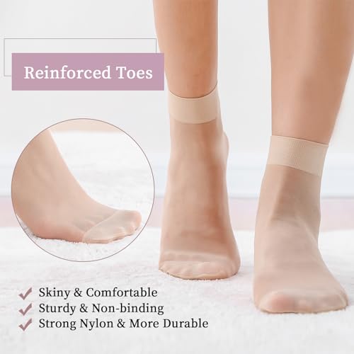 9 Pairs Sheer Ankle Nylon Socks for Women 20D Soft Pantyhose Socks Thin with Reinforced Toes3