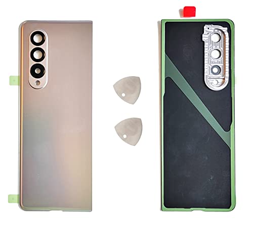 MD0410 Replacement Compatible with Samsung Galaxy Z Fold 3 F926 Back Glass Battery Housing Camera Lens Frame Cover with Tools (Phantom Silver)