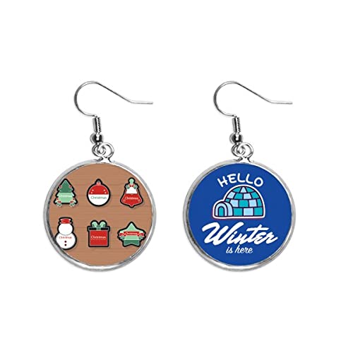 Pendientes de Navidad con icono de símbolo de hielo y gota de invierno