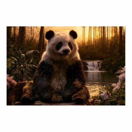 Toile d’animaux panda sauvage multicolore 40x60cm pour déco salon PUQAAEO