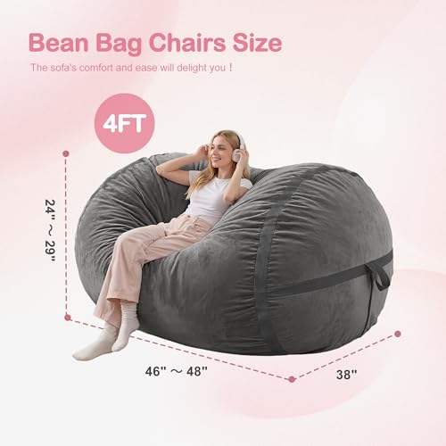 Image of 4FT Bean Bag Chair 4'Big Bean Bag Chairs with Adults, Large Beanbag Chair