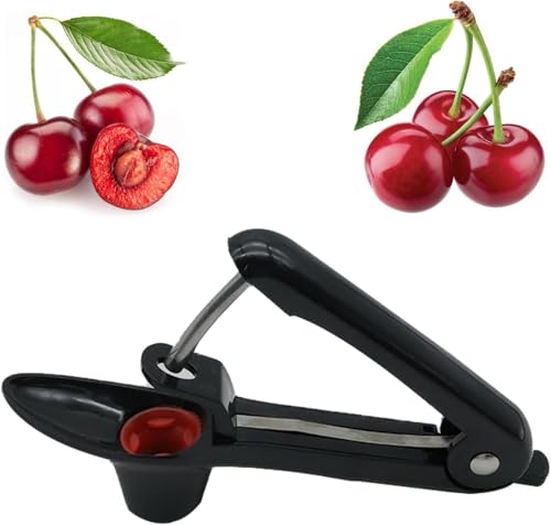 sylbx 1 Piezas Deshuesador de Cerezas,Herramienta para Deshuesar Cerezas,Descorazonador de Aceitunas,Deshuesador Cerezas y Aceitunas,Corer Pitter Herramienta,para Hacer Mermeladas y Gelatina (Negro)