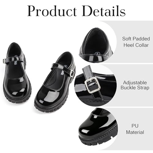 Image of Toddler Girl Dress Shoes Bow Black Dress School Shoes Princess Mary Jane for Toddler /Little Girl