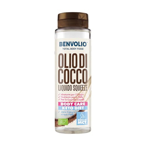 BENVOLIO Aceite de Coco Líquido Fraccionado BIO 250ml | 100% Orgánico y Natural | Aceite Portador para Masajes y Aceites Esenciales | Hidratante Corporal, Cuidado del Cabello y Uso Alimentario Keto