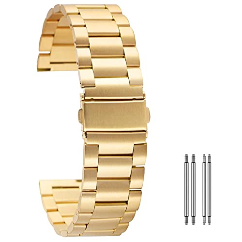 Bracelet montre acier doré chic 20mm 22mm idéal pour le bureau et soirées