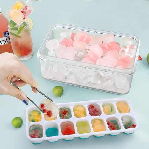 Gewtyod US-HL-0060 Ice Cube Tray 4 Pack, Gewtyod Silicone Ice Cube Trays For Freezer, 56-Ice Trays For Freezer, Stackable Flexible Silicone thumb #3