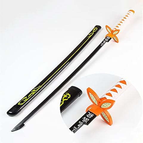 LIUD 41 Inch Wooden Samurai Sword For Demon Slayer Kochou Shinobu Katana Katana Sword Prop Xmas Birthdays Gifts Of Men Women Halloween Props Weapons Cosplay Sword (Color : White Hilt) Cover