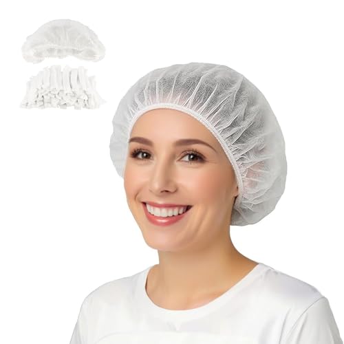 Sitbfoam 100 Stück Einweg Haarnetze Haarnetz küche Einweghauben mit elastischem Band Vlies-Kopfhauben mit Gummiband, Latexfrei, für Hygienebereiche