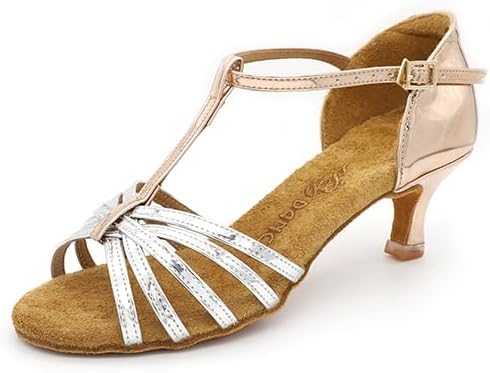 Professional Women's Latin Dance Shoes BD Ballroom Sandals Bachata Tango Jazz Salsa Shoes Silver Rose Gold #2705, 4.5-11