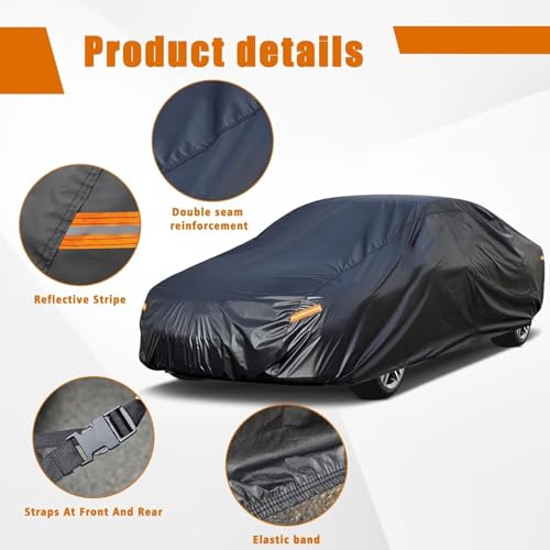 Image of Kayme 7 Layers Sedan Car Cover Custom Fit for Mercury Grand Marquis, Ford Crown Victoria, Lincoln Town Car, Waterproof All Weather for Automobiles, Rain Sun UV Protection.Black