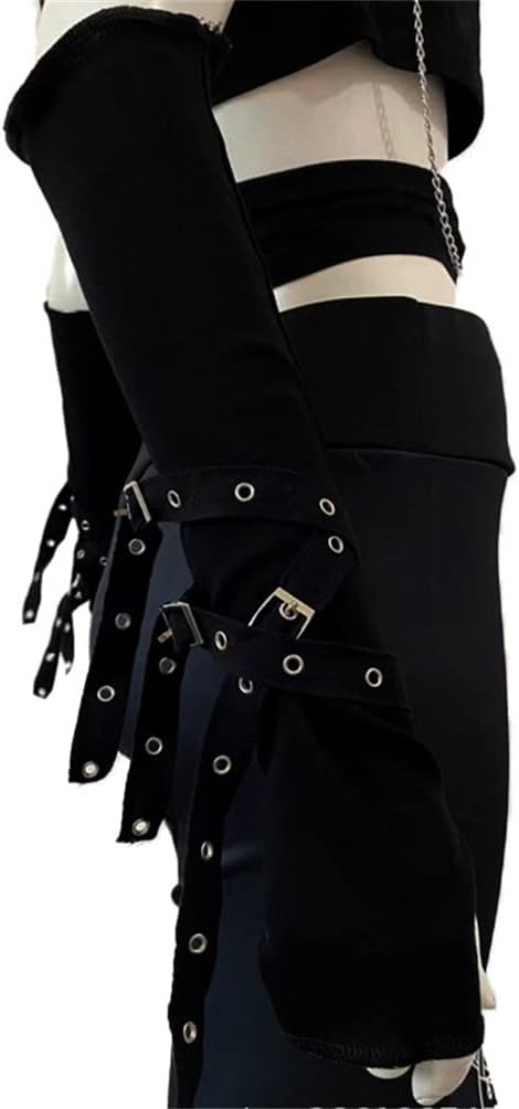Goth Arm Warmers Fingerless Gloves for Women Gothic Steampunk Accessories Black Arm Sleeves