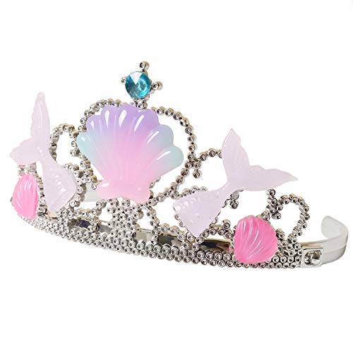 Mermaid Princess Headband Girls Crown Tiara Party Supplies Pink Crystal Hair Bnad