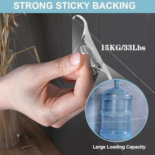 Image of Strong Adhesive Wall Hooks (Set of 10) | Heavy Duty Waterproof No Drill Wall Hangers | Self Adhesive Hooks for Towel, Keys, Bags, Kitchen, Bathroom, Bedroom & Home