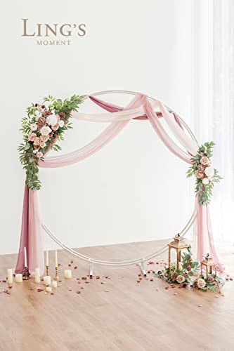 Ling's Moment Wedding Arch Draping Fabric 3 Panels 30" X 20Ft Chiffon Fabric Drapery Wedding Ceremony Reception Swag Decorations(Dusty Rose +Mauve +Blush) #TOP1