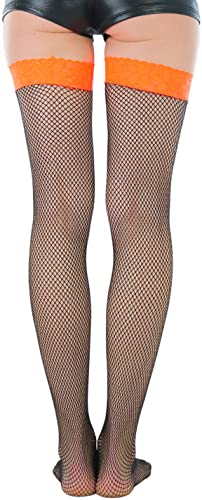 Image of ToBeInStyle Women's Fine Classic Fishnet Thigh High Stretch Nylon Novelty Stockings