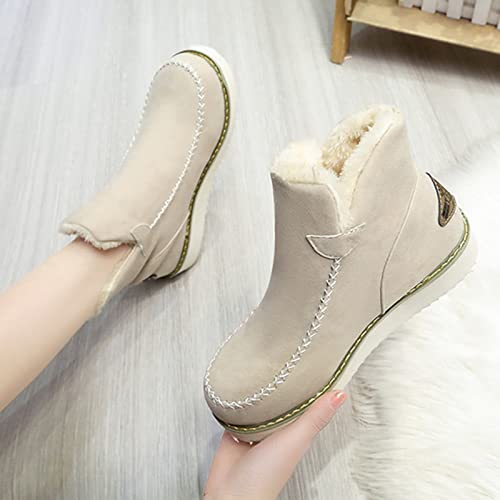 Platform Snow Boots for Women 2022 Winter Fashion Round Toe Plush Warm Slip on Flat Ankle Booties Solid Casual Comfortable Outdoor Ladies Shoes2