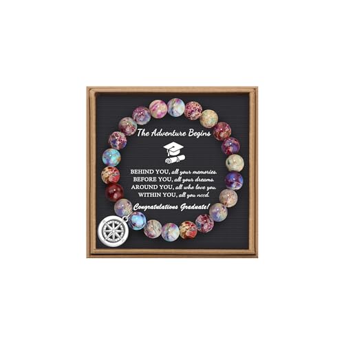 JoycuFF High School College Graduation Gifts for Her 2026 Class of 2026 Gifts for Her Sister Granddaughter Niece Daughter Colorful Imperial Jasper Bracelet for Women