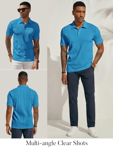 Image of PJ PAUL JONES Mens Polo Shirts Short Sleeve Textured Knit Polos