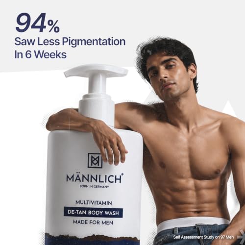 Image of Mannlich De-Tan & Detox Body Wash (300 ml) Pack of 2 | 2% Kojic Acid Body Wash for Pigmentation, Tan Removal, Deep Cleansing & Brightening with Multivitamin
