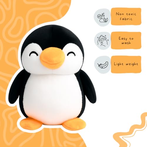 Image of TOYTALES Mini Penguin Soft Toy Cute Plush Stuffed Animal for Kids | Super Soft & Cuddly Penguin Toy | Adorable Gift for Birthdays, Toddlers & Nursery Decor | 15CM (White & Black)