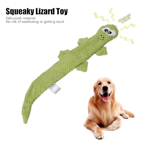 Juguete mordible para perros lagarto de peluche verde miniatura 3
