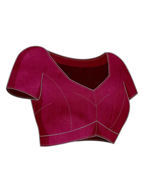 Image of SIRIL Women's Lace & Peral Work Lycra Saree with Unstitched Blouse Piece(2739S253 Hot Pink)