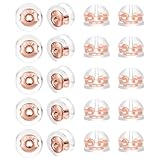 20 cierres para pendientes, cierres de seguridad en oro de 18 quilates, silicona hipoalergénica para pendientes colgantes, no irritantes (oro rosa)