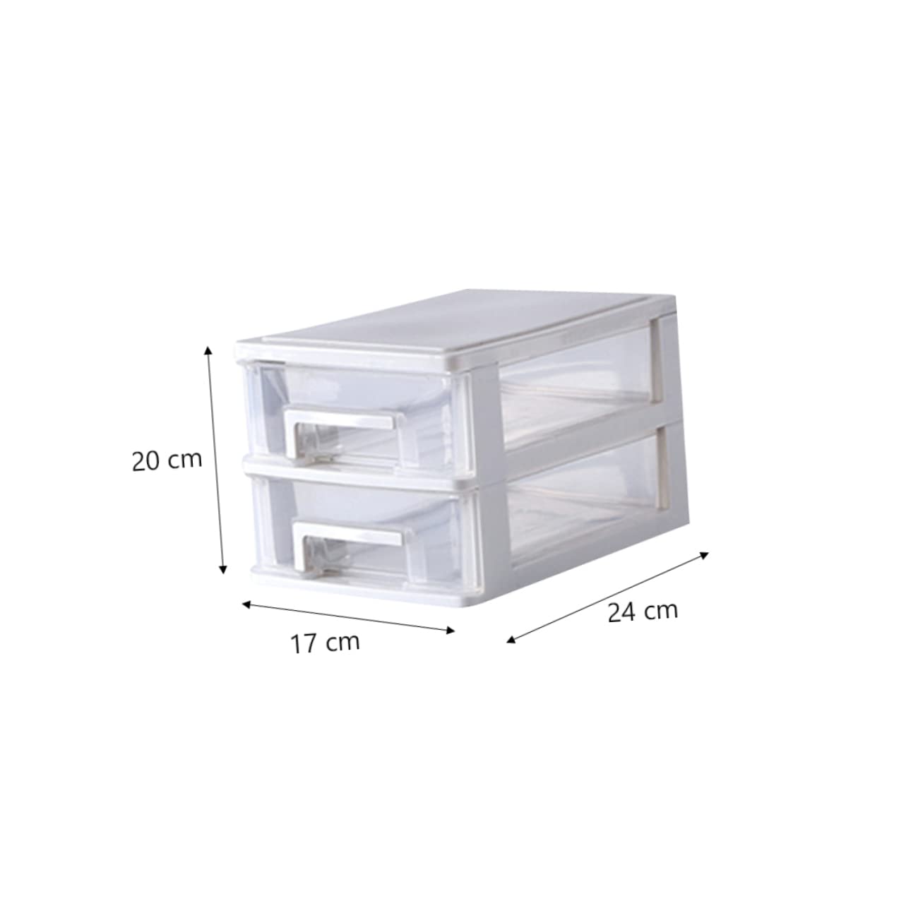POPETPOP Cassettiera in Plastica Trasparente a Due Strati in Pp Cassetti Organizer da Scrivania Bianco Salvaspazio per Bagno e Ufficio