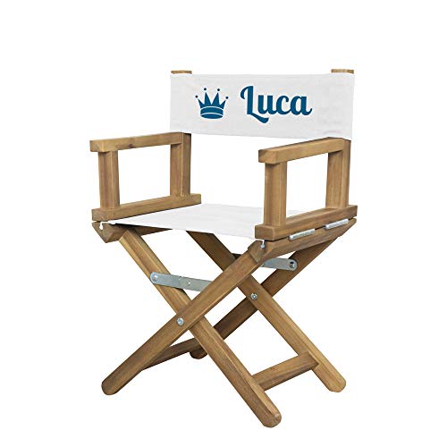 Amikado - Fauteuil de metteur en scène bébé & Enfant imprimé avec Motif Couronne (Marine) - Dimensions : H 55 x L 36 x P 28 cm