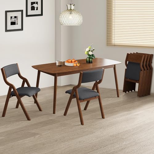 Ball & Cast Upholstered Folding Chairs Set of 2,with Ergonomically Designed Back and Solid Wood Frame,Portable Activity Meeting Chair, for Dining Room,Outdoor Events,No Assembly Required,Grey+Walnut by Ball & Cast - Image 5