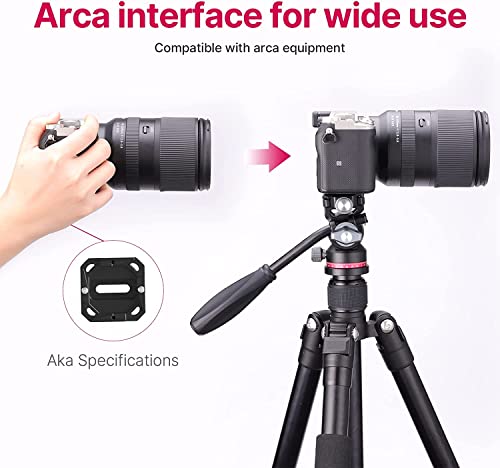 Image of Video Fluid Head for Camera Tripod - U-190 Mini Pan Tilt Head Small Panoramic Ball Head with Arca Swiss Quick Release Plate Lightweight Filming Equipment for DSLR Heavy Duty Travel Tripod